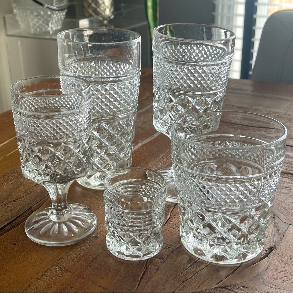 Anchor Hocking Wexford Tumbler Shot Whiskey Water Wine Beverage Glasses 5 Pc Set